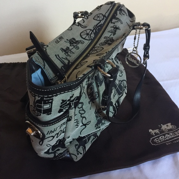 COACH SIGNATURE WOVEN JACQUARD BLACK/GRAY BAG👜 - Picture 3 of 9